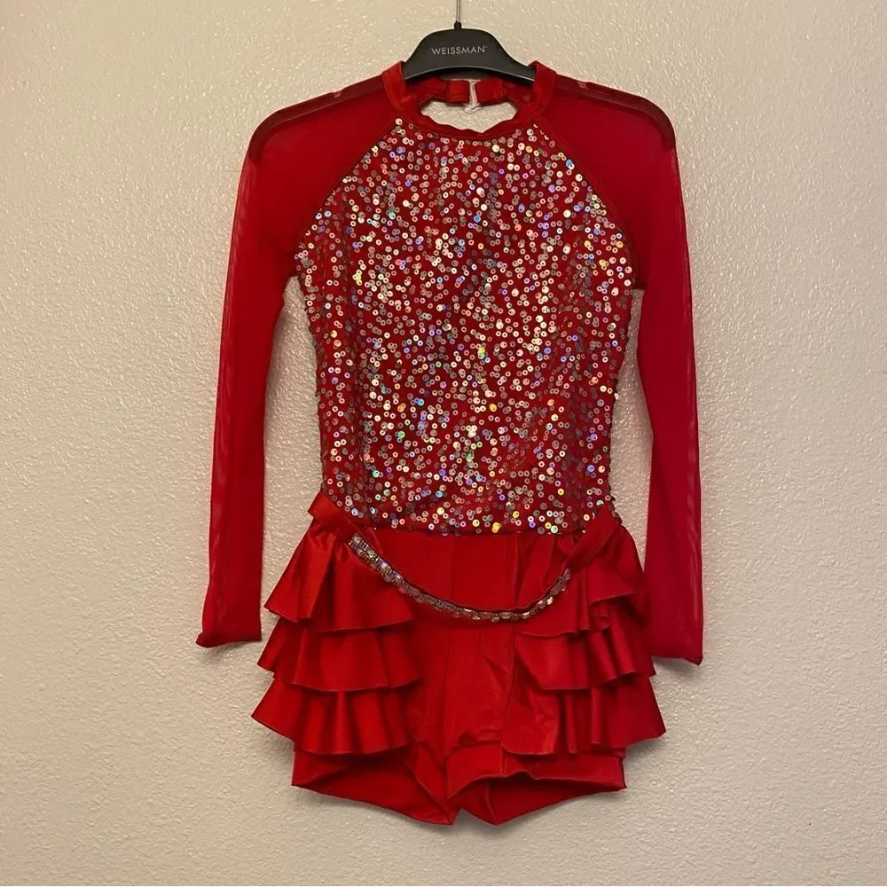 WEISSMAN Dance red sequin rhinestone Costume tutu This Is Me 12205 Child LC